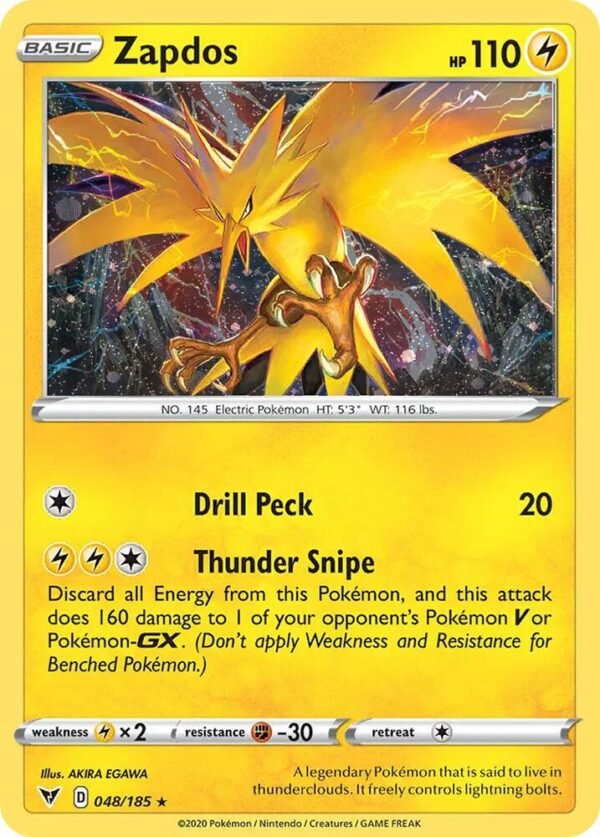 Zapdos (Cosmos Holo) 048/185 Holofoil Miscellaneous Cards & Products Zapdos (Cosmos Holo) 048/185 Holofoil Miscellaneous Cards & Products