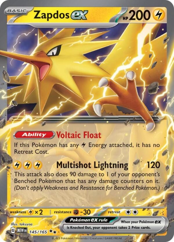 Zapdos ex 145/165 Holofoil SV: Scarlet & Violet 151 Zapdos ex 145/165 Holofoil SV: Scarlet & Violet 151
