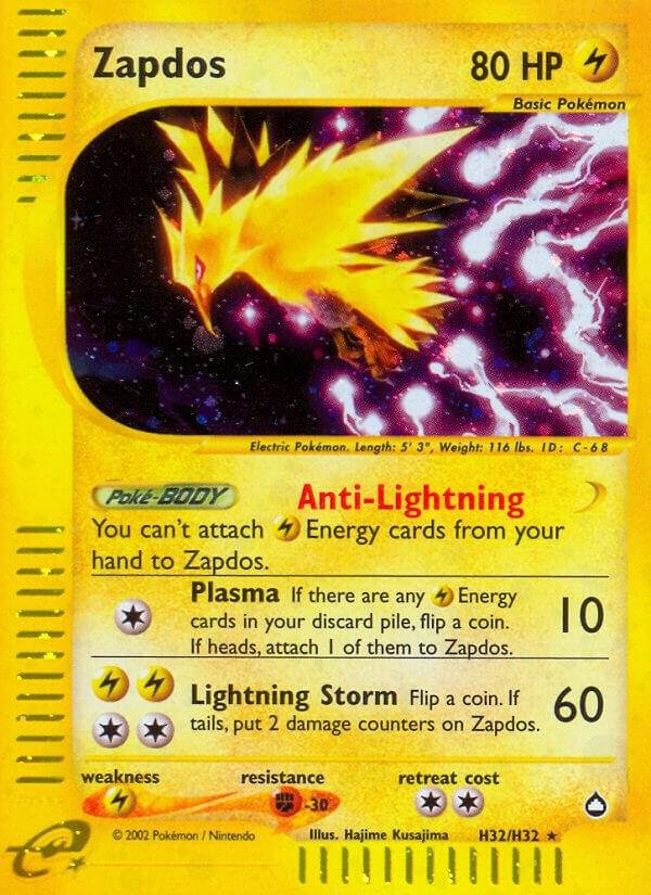 Zapdos (H32) H32/H32 Holofoil Aquapolis