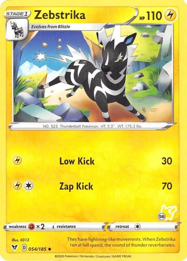 Zebstrika 054/185 (#56 Pikachu Stamped) Normal Battle Academy 2022