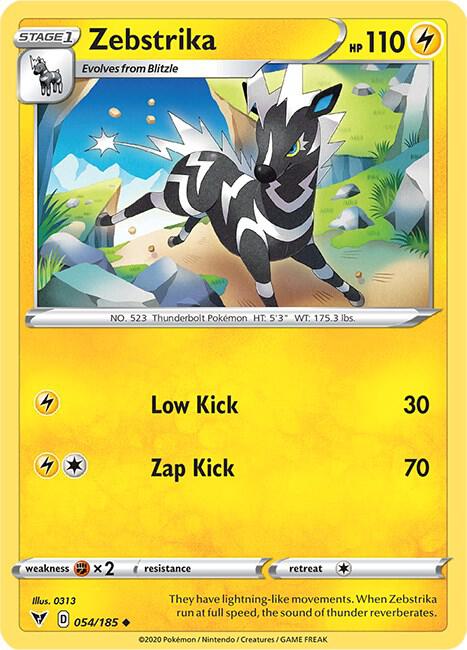 Zebstrika 054/185 Reverse Holofoil SWSH04: Vivid Voltage Zebstrika 054/185 Reverse Holofoil SWSH04: Vivid Voltage