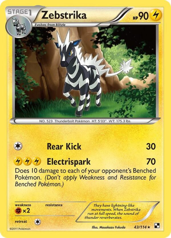 Zebstrika (43) 43/114 Reverse Holofoil Black and White