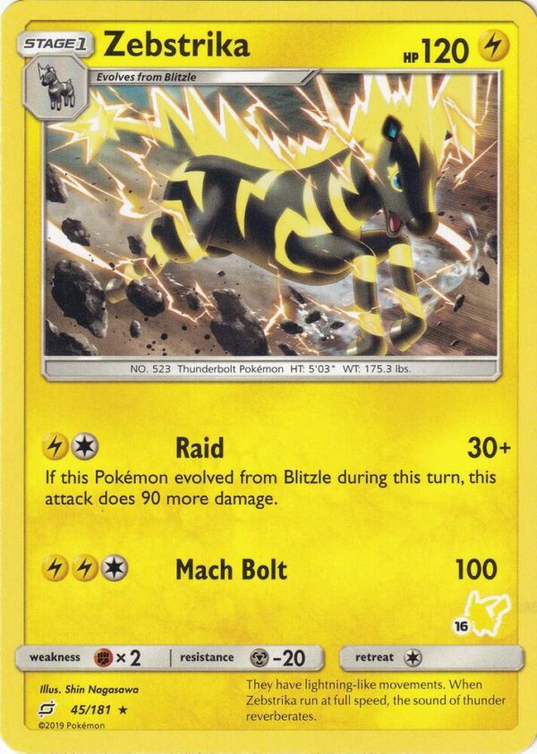 Zebstrika 45/181 (#16 Pikachu Stamped) 045/181 Normal Battle Academy