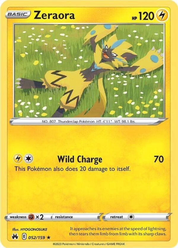 Zeraora 052/159 Reverse Holofoil Crown Zenith Zeraora 052/159 Reverse Holofoil Crown Zenith
