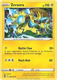 Zeraora | 056/195 | Reverse Holofoil | SWSH12: Silver Tempest Zeraora | 056/195 | Reverse Holofoil | SWSH12: Silver Tempest