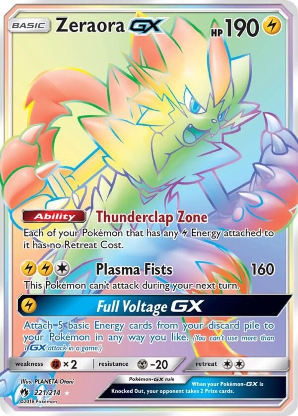 Zeraora GX (Secret) 221/214 Holofoil SM – Lost Thunder Zeraora GX (Secret) 221/214 Holofoil SM – Lost Thunder