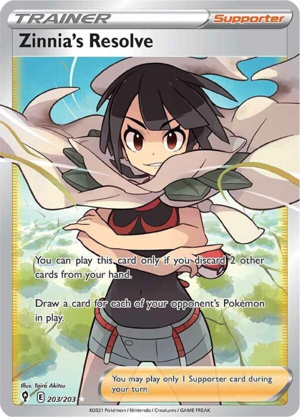 Zinnia’s Resolve (Full Art) 203/203 Holofoil SWSH07: Evolving Skies Zinnia’s Resolve (Full Art) 203/203 Holofoil SWSH07: Evolving Skies