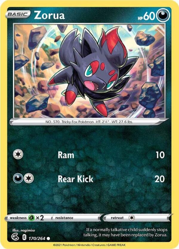 Zorua 170/264 Reverse Holofoil SWSH08: Fusion Strike Zorua 170/264 Reverse Holofoil SWSH08: Fusion Strike