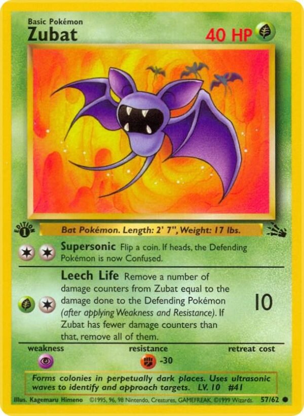 Zubat 57/62 1st Edition Fossil