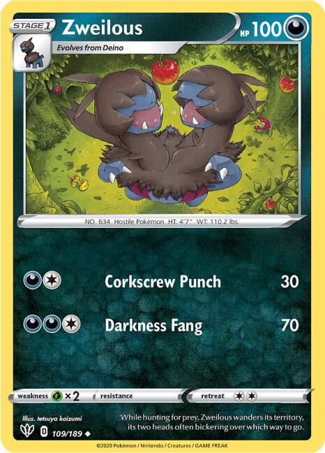 Zweilous 109/189 Reverse Holofoil SWSH03: Darkness Ablaze