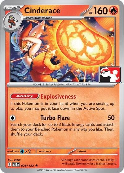 Cinderace | 028/132 | Holofoil | Prize Pack Series Cards