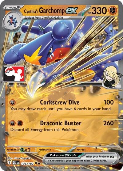 Cynthia's Garchomp ex | 104/182 | Holofoil | Prize Pack Series Cards