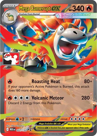 Mega Camerupt ex | 022/132 | Holofoil | Prize Pack Series Cards