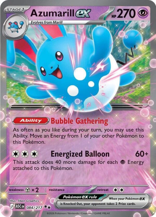Azumarill ex 084/217 Holofoil ME: Ascended Heroes Azumarill ex 084/217 Holofoil ME: Ascended Heroes
