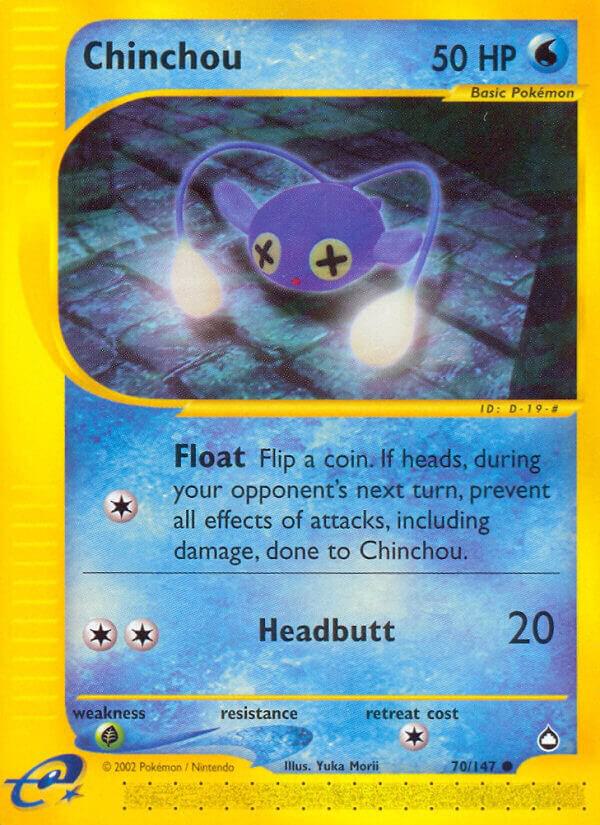 Chinchou (70) 070/147 Reverse Holofoil Aquapolis Chinchou (70) 070/147 Reverse Holofoil Aquapolis