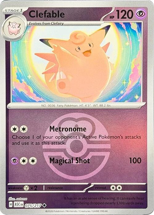 Clefable (Love Ball) 075/217 Reverse Holofoil ME: Ascended Heroes