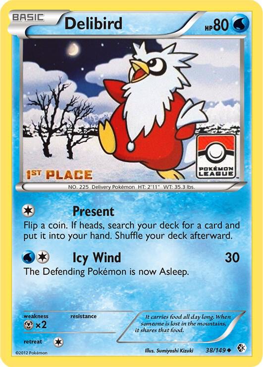 Delibird 38/149 (Pokemon League) [1st Place] 038/149 Reverse Holofoil League & Championship Cards
