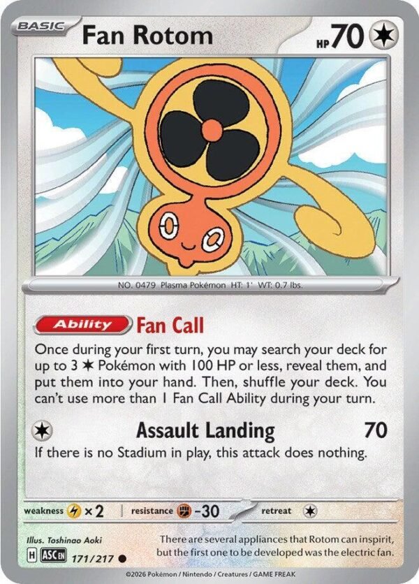 Fan Rotom 171/217 Normal ME: Ascended Heroes Fan Rotom 171/217 Normal ME: Ascended Heroes
