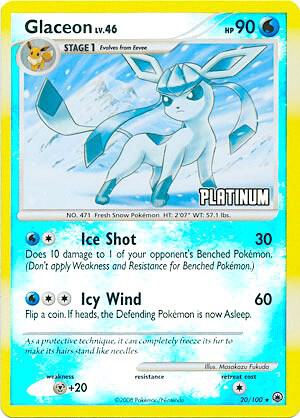 Glaceon 20/100 [Platinum] 020/100 Reverse Holofoil Burger King Promos
