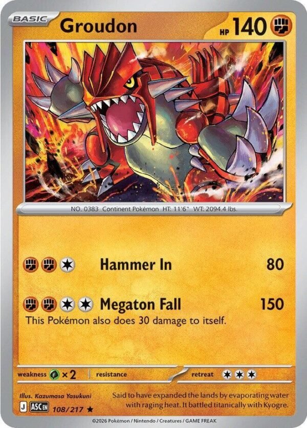 Groudon 108/217 Holofoil ME: Ascended Heroes Groudon 108/217 Holofoil ME: Ascended Heroes