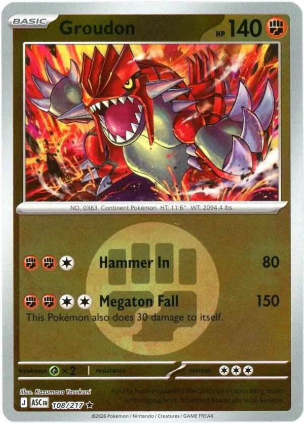 Groudon (Energy Symbol Pattern) 108/217 Reverse Holofoil ME: Ascended Heroes