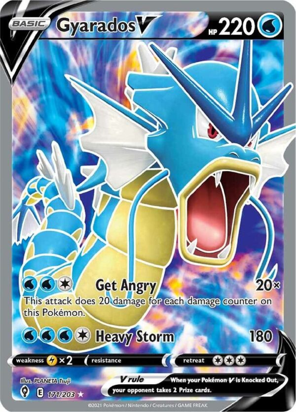 Gyarados V (Full Art) 171/203 Holofoil SWSH07: Evolving Skies