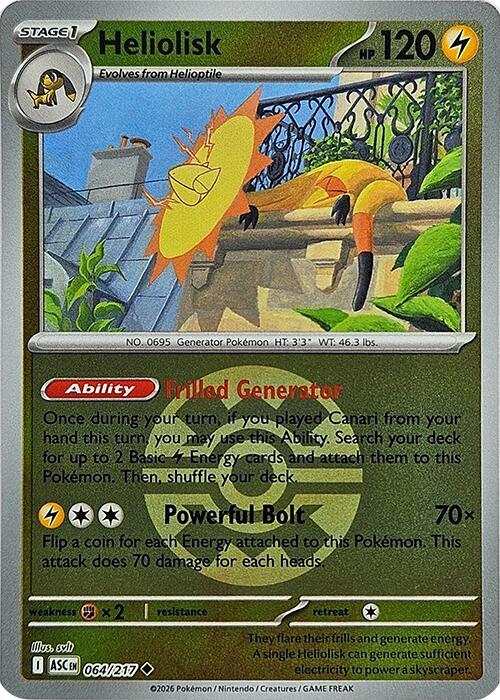 Heliolisk 064/217 (Quick Ball) Reverse Holofoil ME: Ascended Heroes