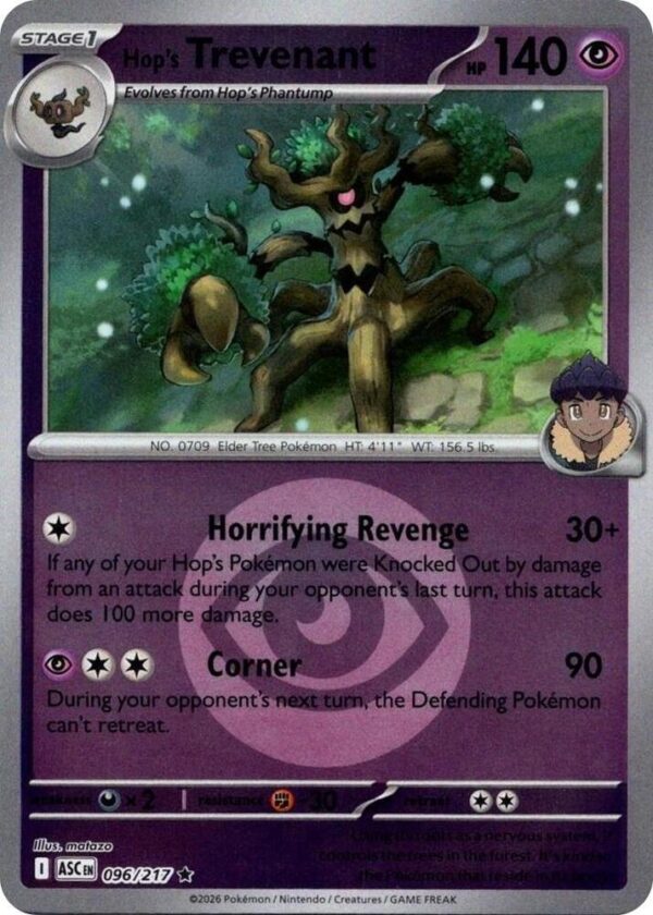 Hop’s Trevenant 096/217 (Energy Symbol Pattern) Reverse Holofoil ME: Ascended Heroes