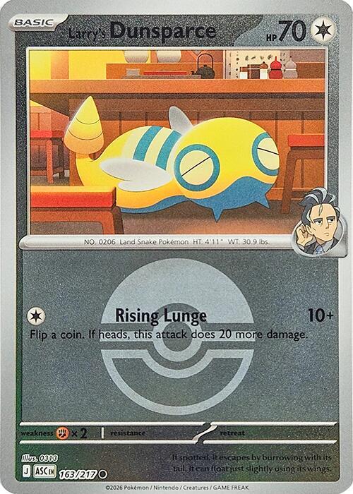 Larry’s Dunsparce (Poke Ball) 163/217 Reverse Holofoil ME: Ascended Heroes