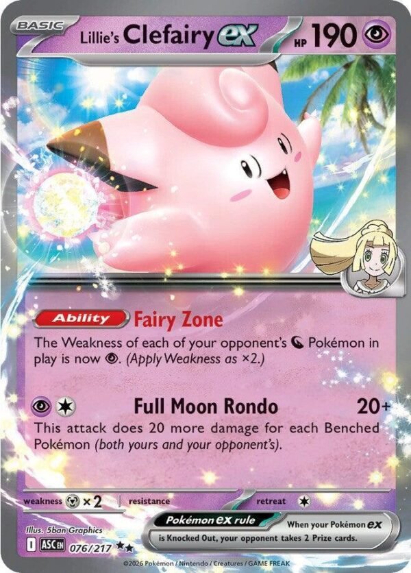 Lillie’s Clefairy ex 076/217 Holofoil ME: Ascended Heroes