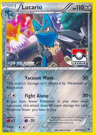 Lucario 63/124 (Pokemon League) [2nd Place] 063/124 Reverse Holofoil League & Championship Cards