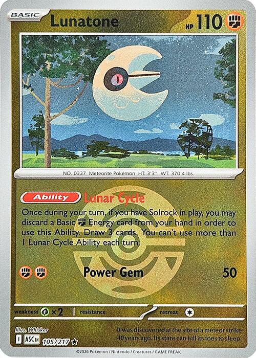 Lunatone (Dusk Ball) 105/217 Reverse Holofoil ME: Ascended Heroes