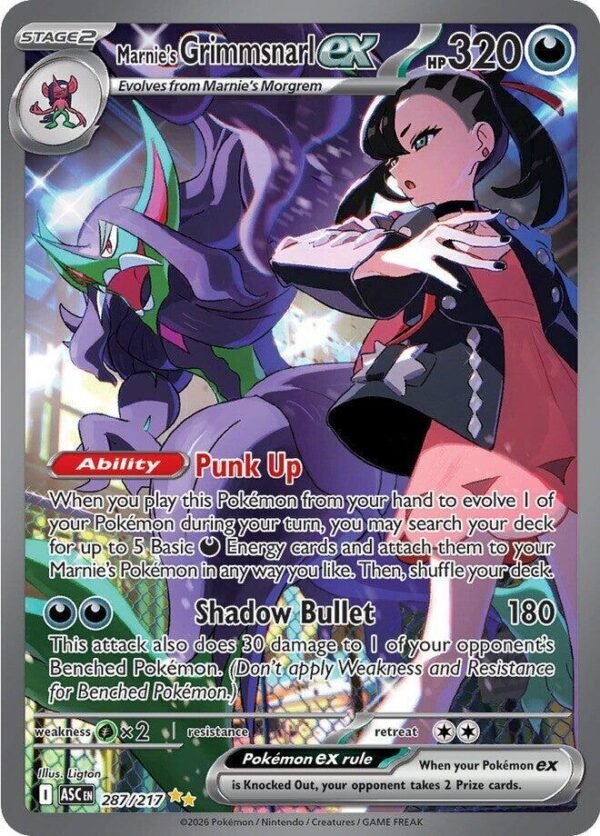 Marnie’s Grimmsnarl ex 287/217 Holofoil ME: Ascended Heroes Marnie’s Grimmsnarl ex 287/217 Holofoil ME: Ascended Heroes