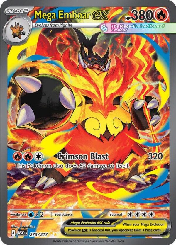 Mega Emboar ex 273/217 Holofoil ME: Ascended Heroes