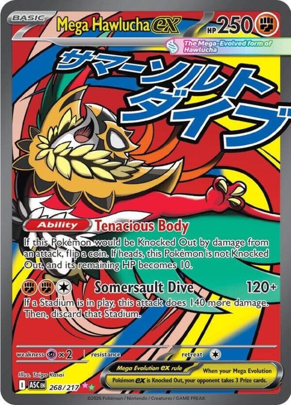 Mega Hawlucha ex 268/217 Holofoil ME: Ascended Heroes Mega Hawlucha ex 268/217 Holofoil ME: Ascended Heroes