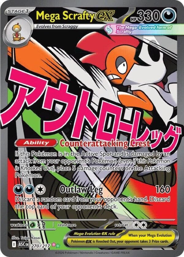 Mega Scrafty ex 270/217 Holofoil ME: Ascended Heroes Mega Scrafty ex 270/217 Holofoil ME: Ascended Heroes