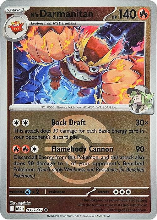 N’s Darmanitan (Poke Ball) 033/217 Reverse Holofoil ME: Ascended Heroes