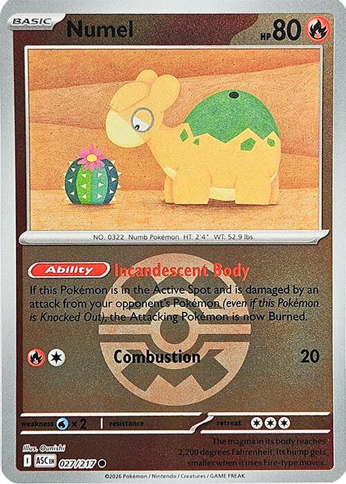 Numel 027/217 (Quick Ball) Reverse Holofoil ME: Ascended Heroes