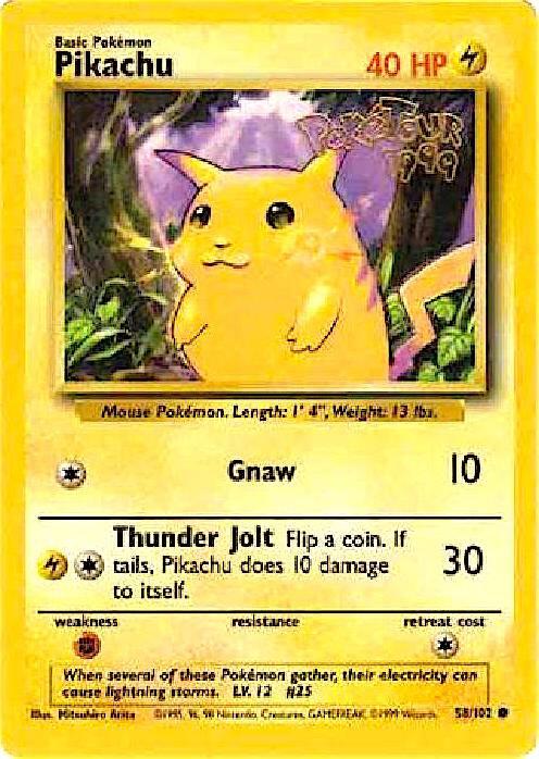 Pikachu 58/102 (PokeTour 1999) 058/102 Normal Miscellaneous Cards & Products