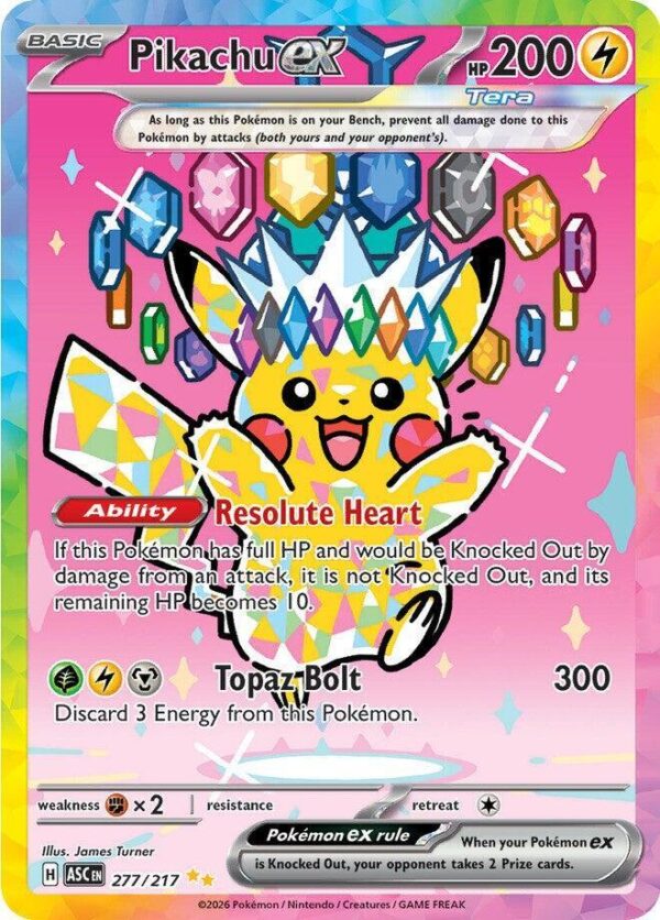 Pikachu ex 277/217 Holofoil ME: Ascended Heroes Pikachu ex 277/217 Holofoil ME: Ascended Heroes
