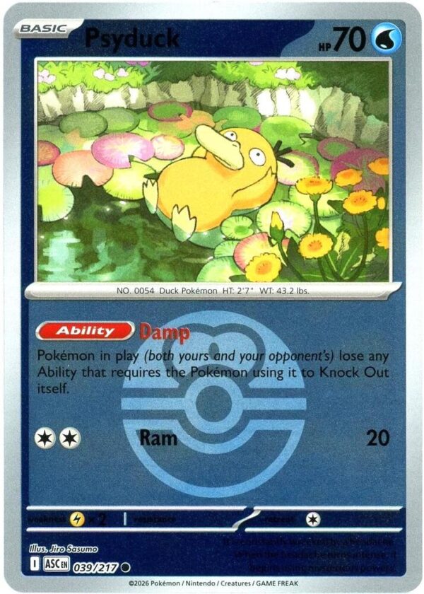 Psyduck 039/217 (Love Ball) Reverse Holofoil ME: Ascended Heroes Psyduck 039/217 (Love Ball) Reverse Holofoil ME: Ascended Heroes