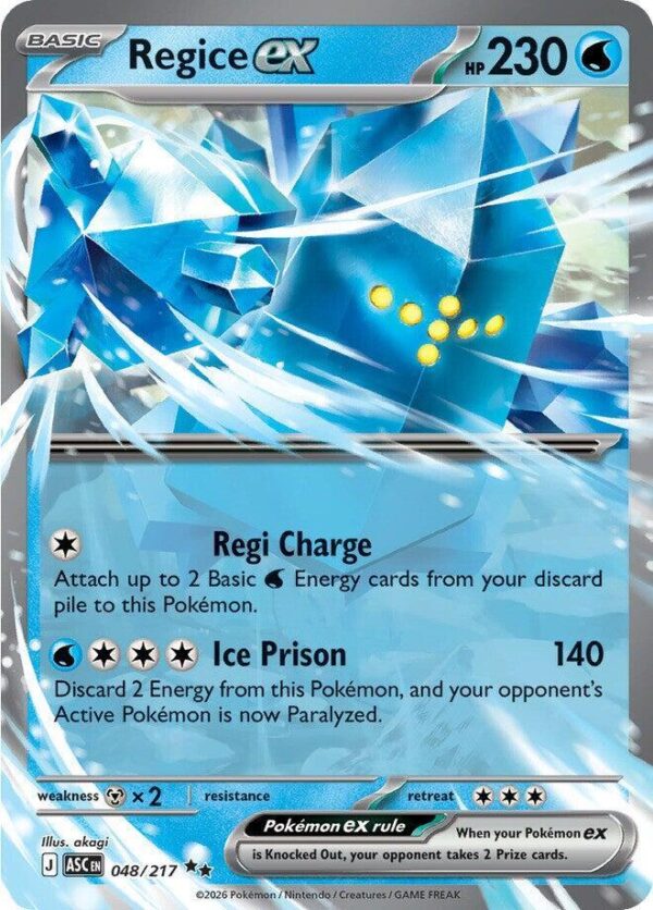 Regice ex 048/217 Holofoil ME: Ascended Heroes Regice ex 048/217 Holofoil ME: Ascended Heroes