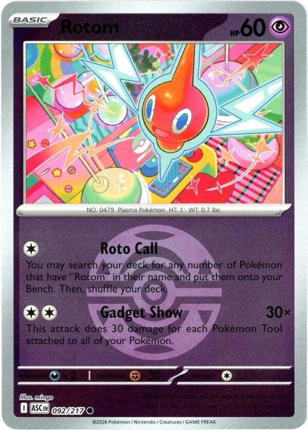 Rotom (Dusk Ball) 092/217 Reverse Holofoil ME: Ascended Heroes Rotom (Dusk Ball) 092/217 Reverse Holofoil ME: Ascended Heroes