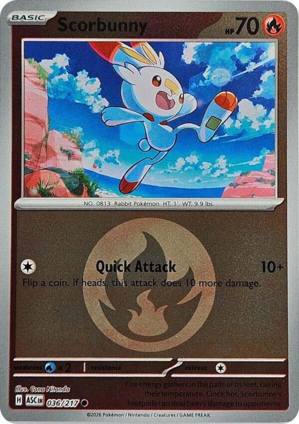 Scorbunny 036/217 (Energy Symbol Pattern) Reverse Holofoil ME: Ascended Heroes