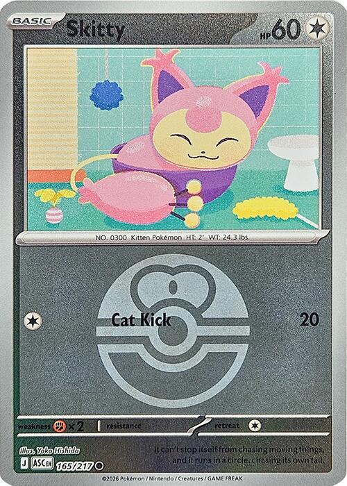 Skitty (Love Ball) 165/217 Reverse Holofoil ME: Ascended Heroes
