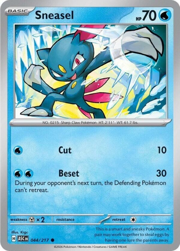 Sneasel 044/217 Normal ME: Ascended Heroes Sneasel 044/217 Normal ME: Ascended Heroes