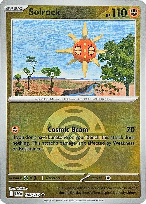Solrock (Dusk Ball) 106/217 Reverse Holofoil ME: Ascended Heroes