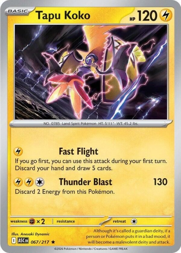 Tapu Koko 067/217 Holofoil ME: Ascended Heroes Tapu Koko 067/217 Holofoil ME: Ascended Heroes