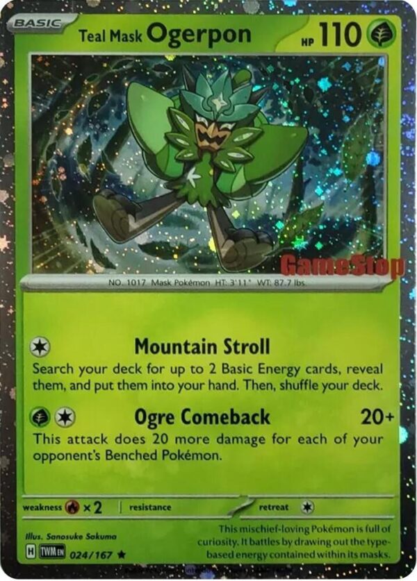 Teal Mask Ogerpon (Cosmos Holo) (Gamestop Exclusive) 024/167 Holofoil Miscellaneous Cards & Products