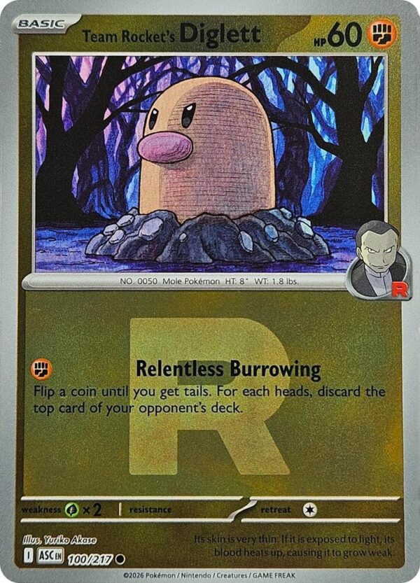 Team Rocket’s Diglett (Team Rocket) 100/217 Reverse Holofoil ME: Ascended Heroes
